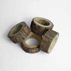 Bark Wood Napkin Rings - Set of 4