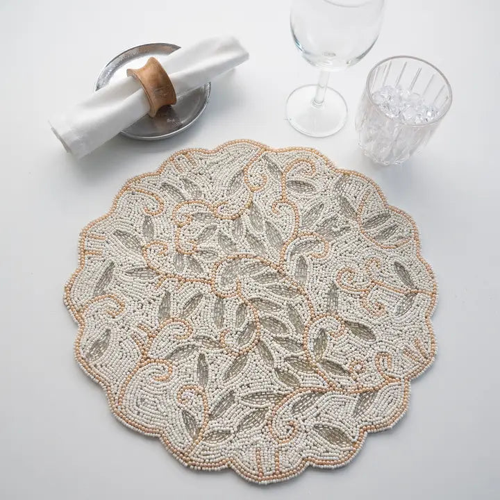 Beaded Botanical Petal Placemat - Set of 4