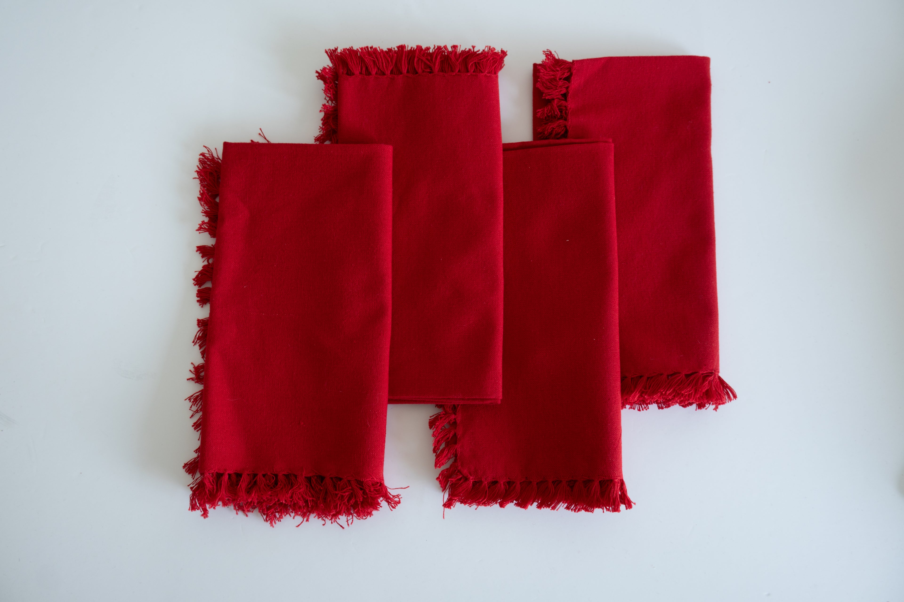 Red Fringe Napkin - Set of 4