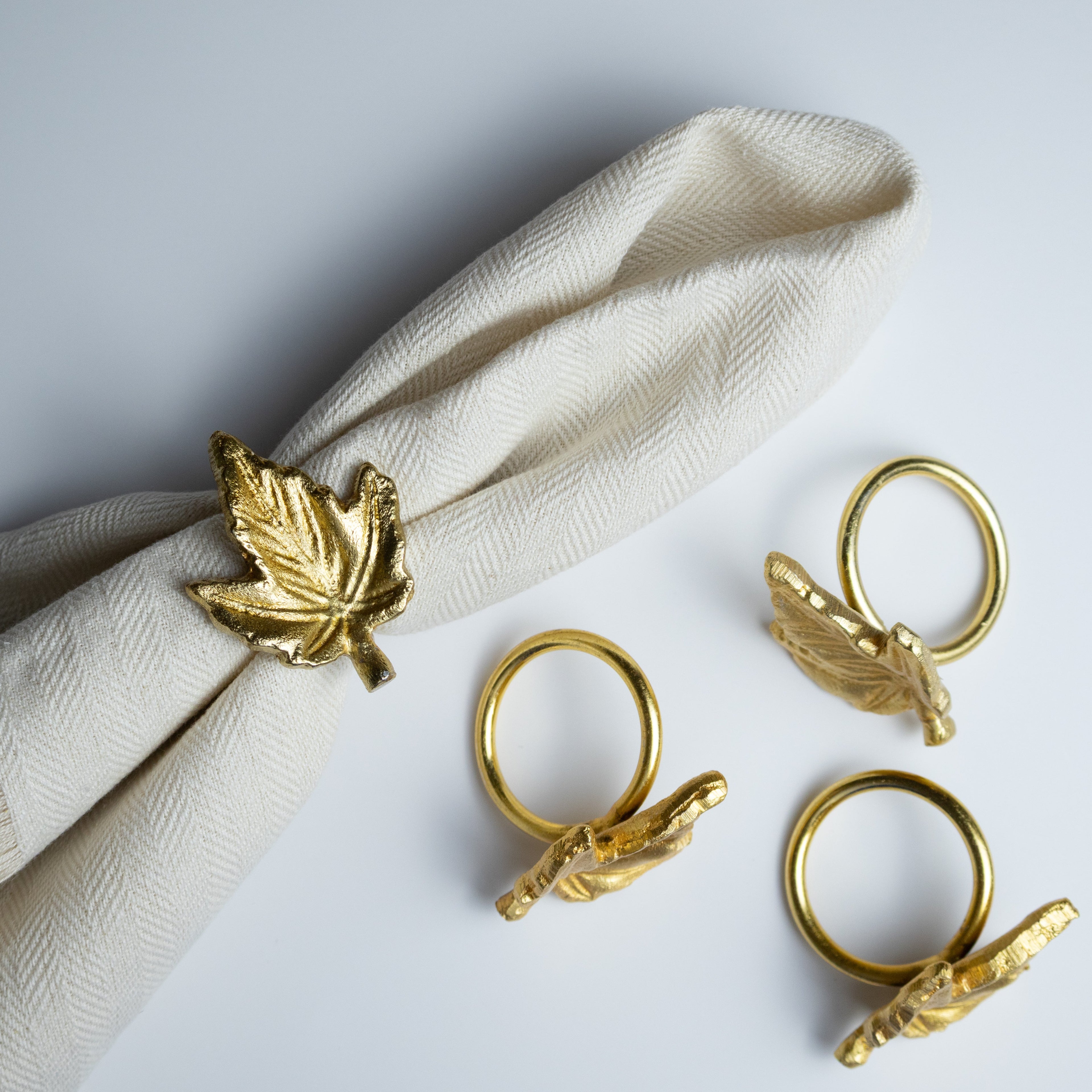 Gold Leaf Napkin Ring - Set of 4