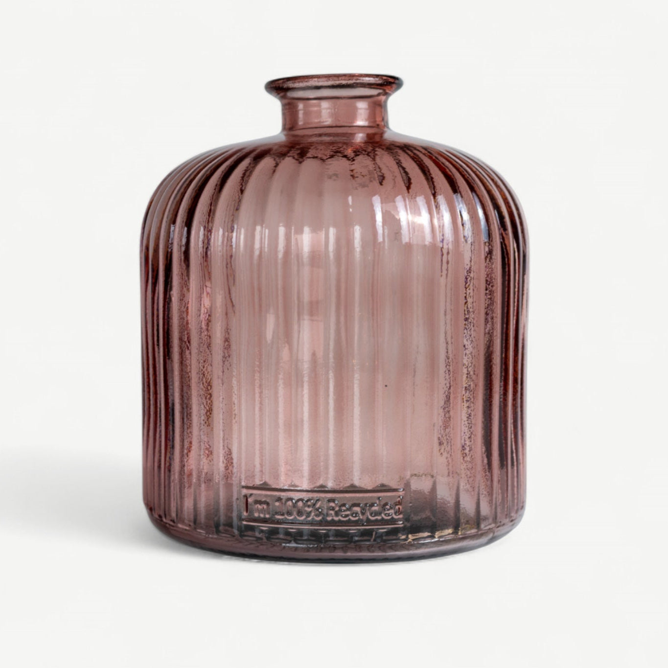 Vintage Rose Ribbed Vase