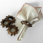 Sunburst Wood Napkin Ring - Set of 4