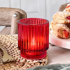 Ribbed Glass Candle Holder - Set of 2